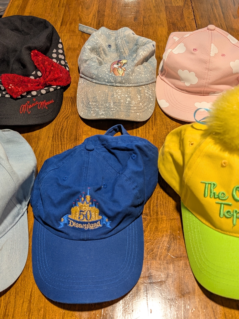 Disney And Warner Bros Hat Collection - 6 Hats, Minnie Mouse, Belle, Disney, Etc